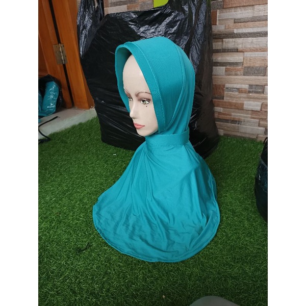 jilbab tosca muda (pkk) model tumpuk