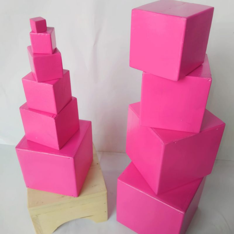Pink Tower Balok Susun - Mainan Edukasi Kayu | Mainan APE Anak TK/Paud