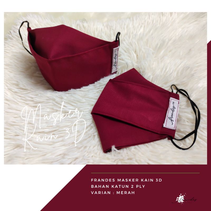 MASKER KAIN 3D FRANDES - MERAH MAROON