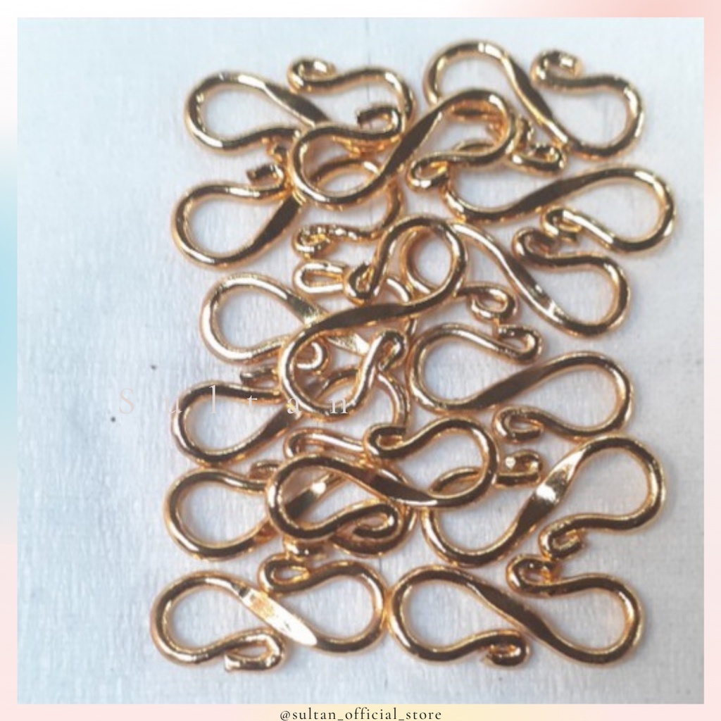 Gantol kalung gantol gelang type S logam kuningan lapis emas 14k