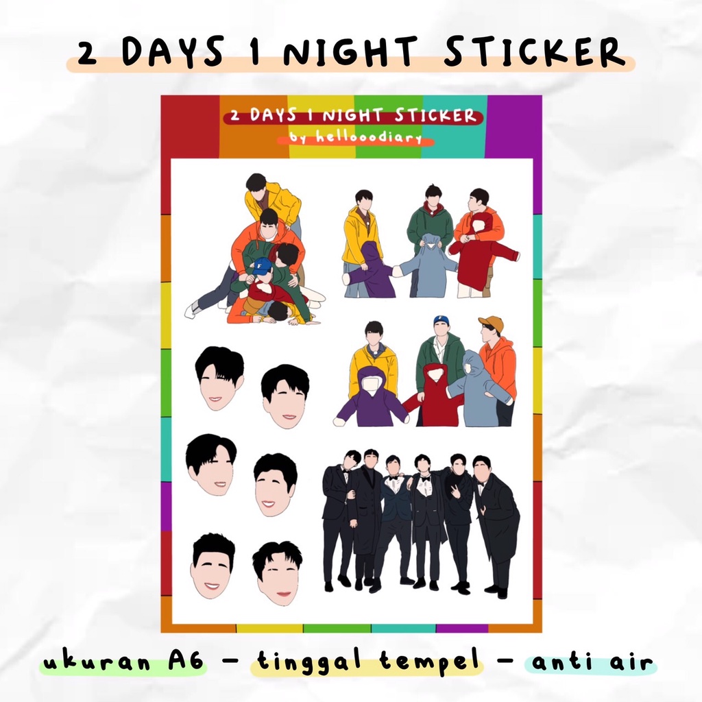 

2 Days 1 Night Art Sticker (10 Sticker) | 2D1N Jong Min, Jung Hoon, Se Yoon, Seon Ho, Dindin, Ravi | Stiker Kshow