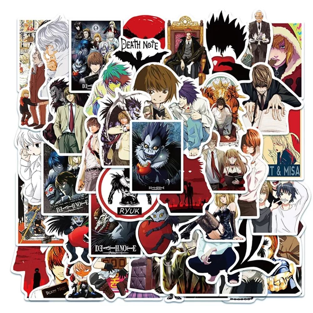 ELEGANT 50Pcs/Lot Anime Cartoon Stickers DIY Toy Sticker Japanese Anime Sticker DEATH NOTE Anime Stickers For Laptop Skateboard Notebook Graffiti Stickers Waterproof Stationery Sticker Motorcycle Phone Graffiti Sticker Stickers Poster