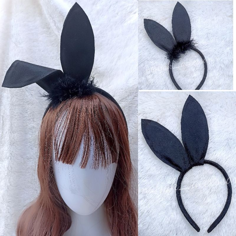 Halloween Bando Telinga Kelinci Playboy Hitam Bulu Pesta Kostum Cosplay Party Costumes Bando Halloween