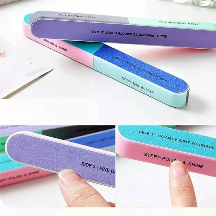 Nail Buffer Kuku 7 Sisi Buffer 7 Step Nail File Manicure Tool