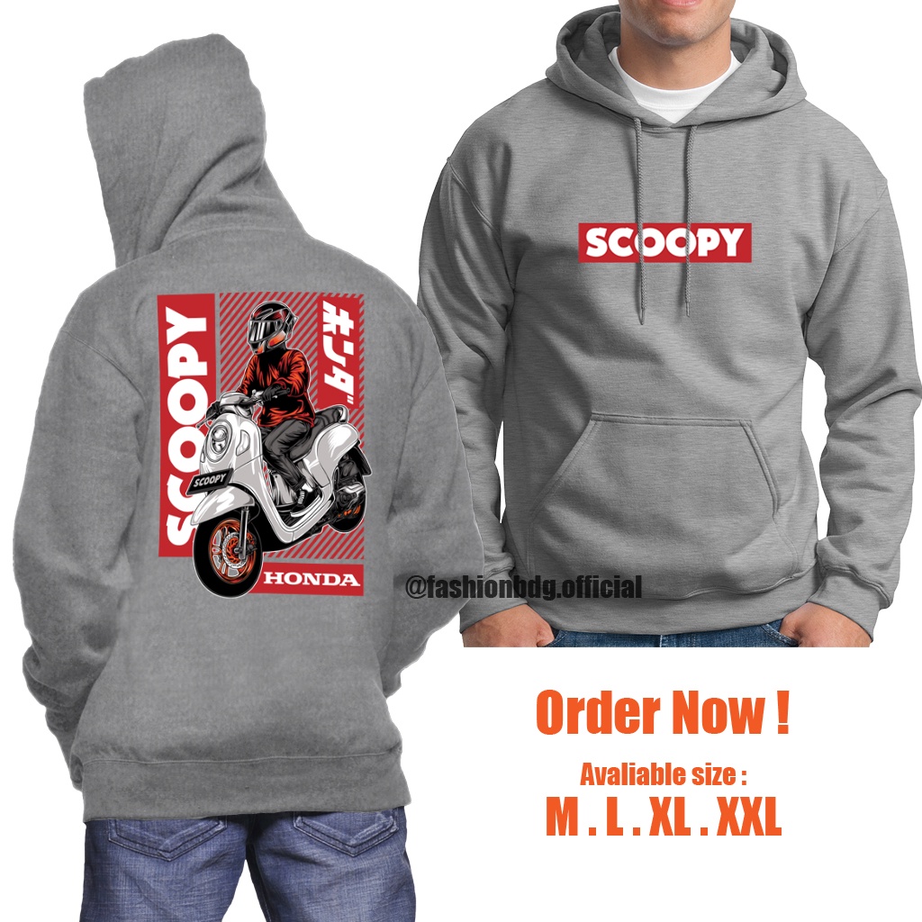 JAKET SCOOPY DISTRO KEREN / SWEATER HOODIE HONDA SCOOPY / SWEATER SCOOPY BAHAN TEBAL JUMBO M L XL XXL