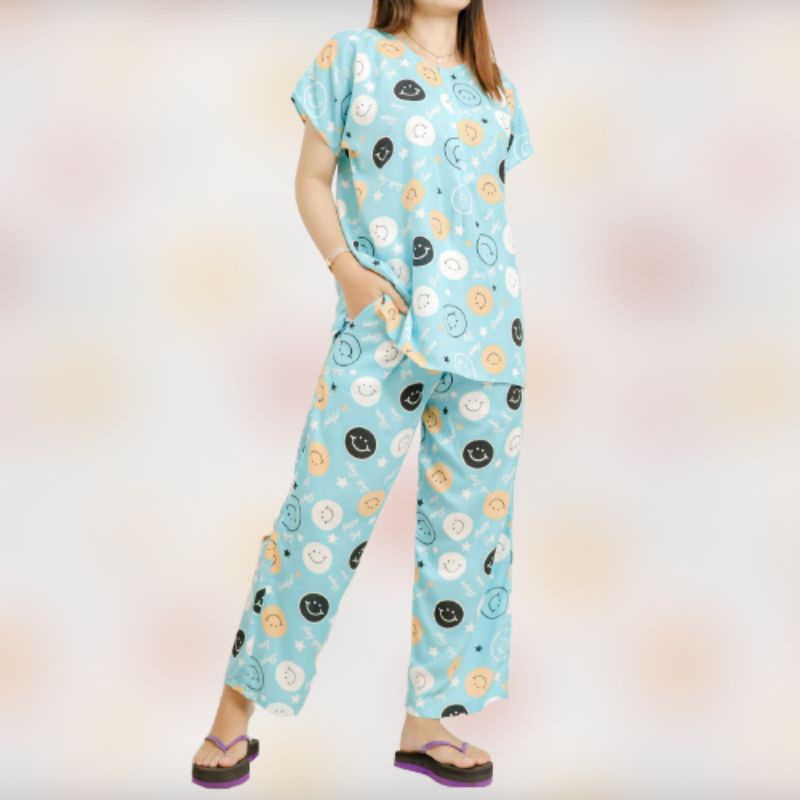 Setelan Celana Panjang Lengan Pendek Rayon Busui Murah One Set Jumbo