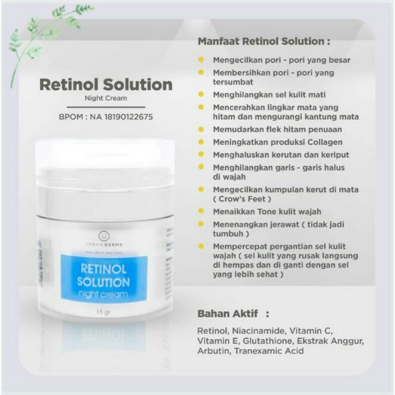 Retinol Solution Night Cream Urban Derma