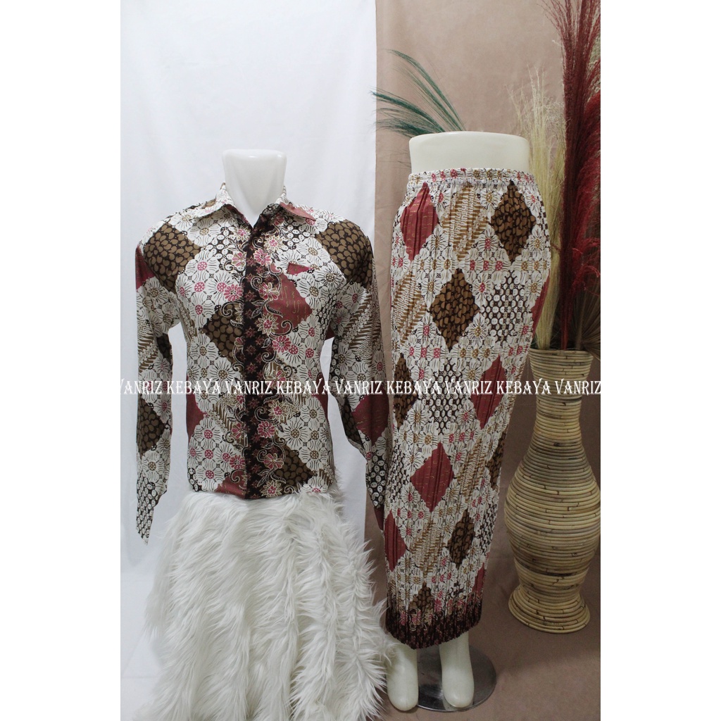 ROK PLISKET COUPLE LENGAN PANJANG/ROK BATIK PLISKET COUPLE/ROK PLISKET BATIK DAN KEMEJA