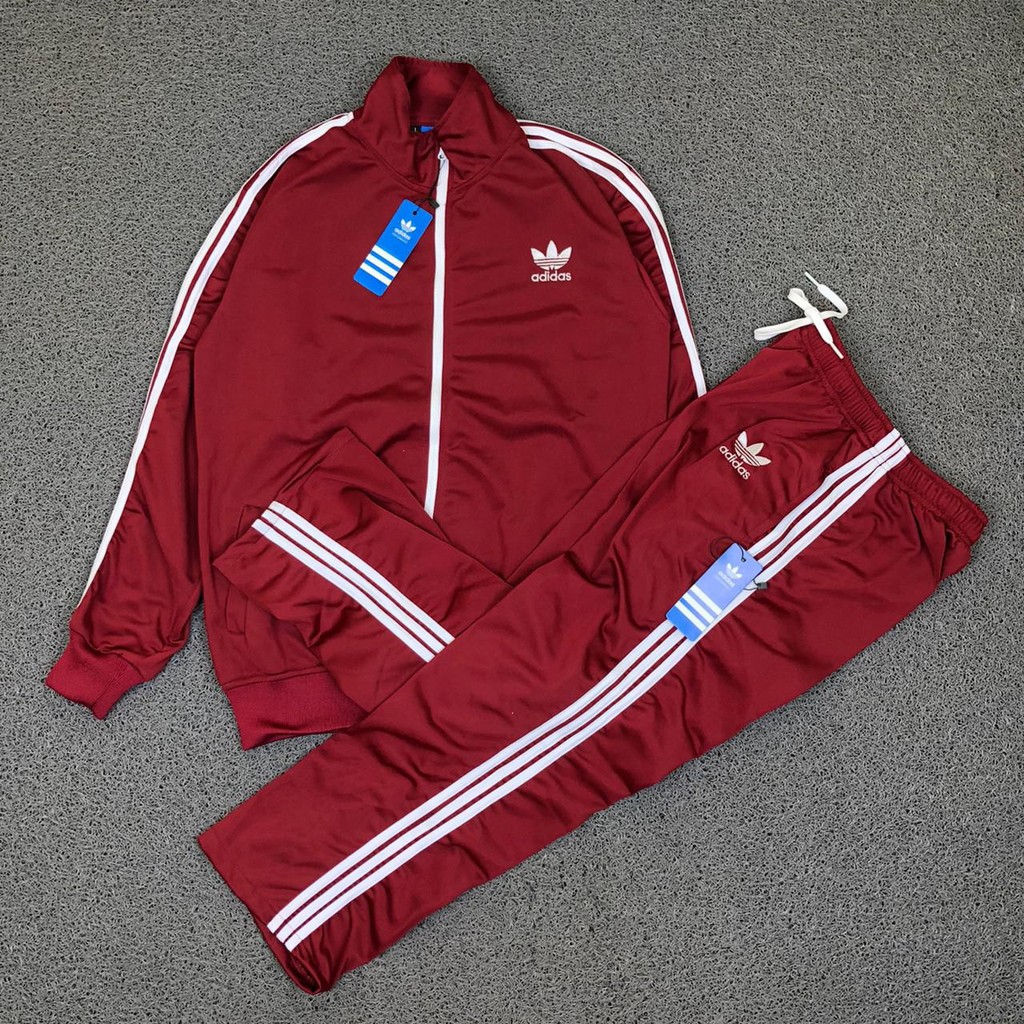 JAKET TRACKTOP & CELANA TRACKPANTS ADIDAS FIREBIRD MERAH MAROON PREMIUM AUTHENTIC BESTSELLER