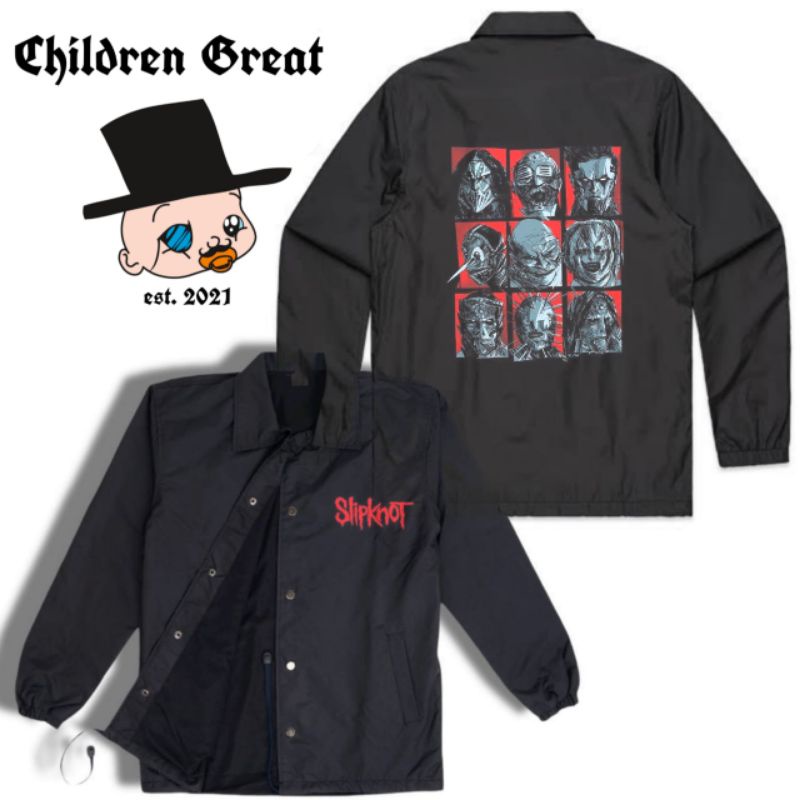 Coach jaket SLIPKNOT jacket BAND vintage windbreakers parasut waterproof taslan polos hitam windbrea