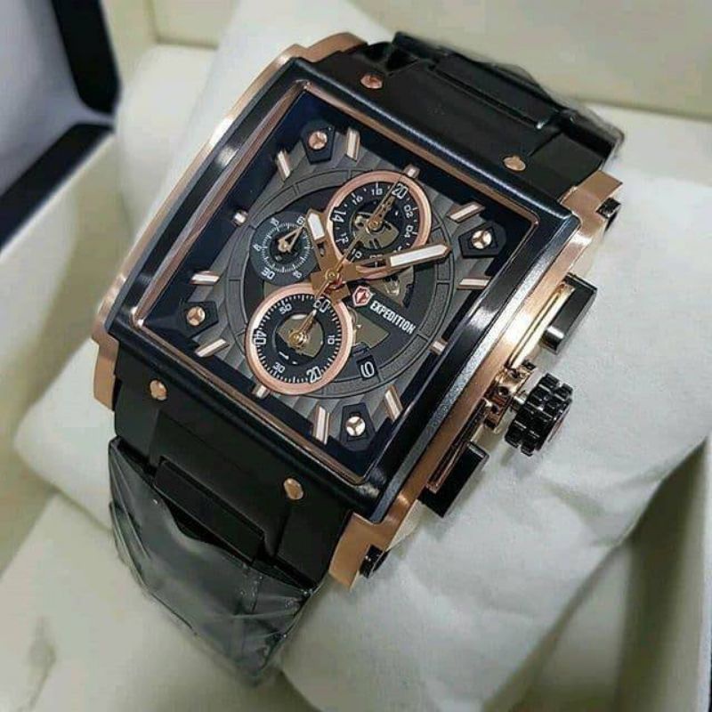 EXPEDITION EXP 6731 MCBBRBA ROSEGOLD BLACK JAM PRIA ORIGINAL ORI BERGARANSI