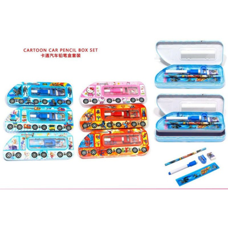 

Kotak pensil kaleng set isi pensil