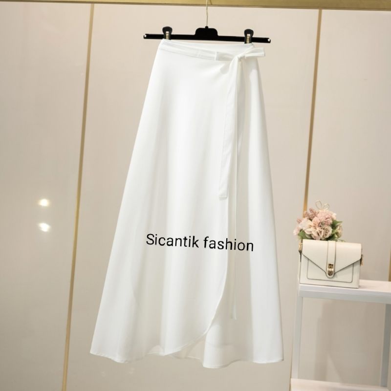 Rok A-line Shakila Strap/Rok Panjang Wanita Korea musim panas Fit to Xl-TALI SAHKILA~PUTIH