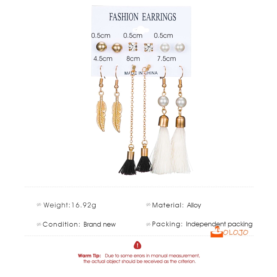 Olojo 1 Set / 6Pcs Anting Tusuk Mutiara Imitasi untuk Wanita