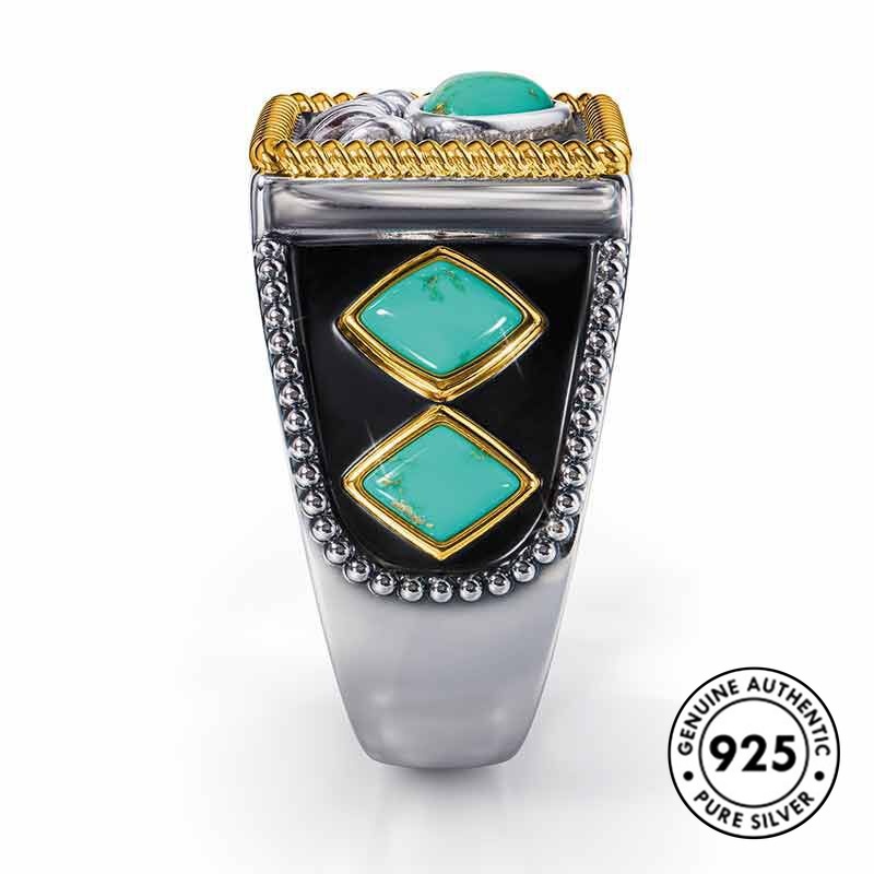 Cincin Bahan S925 Silver Turquoise Gaya Thailand Untuk Pria