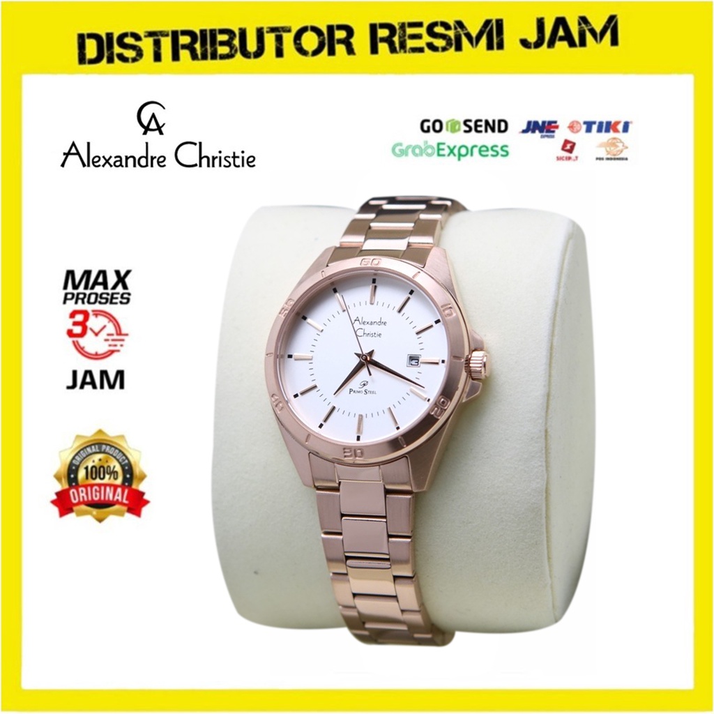Jam Tangan Wanita Alexandre Christie AC1011 AC 1011 Rosegold White