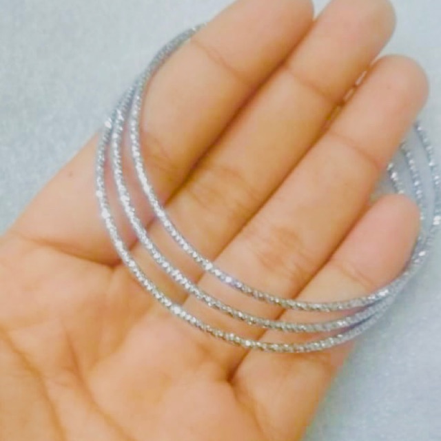 Gelang tangan wanita - gelang kroncong set 3 putih yaxiya