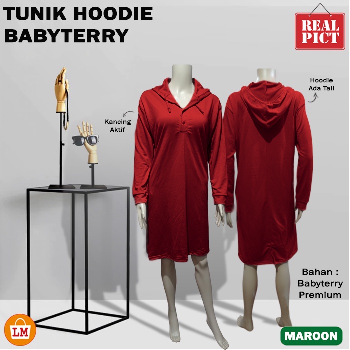 Baju Atasan Wanita TUNIK HOODIE BABYTERRY Jumbo All Size Fit to XL LMS 29057