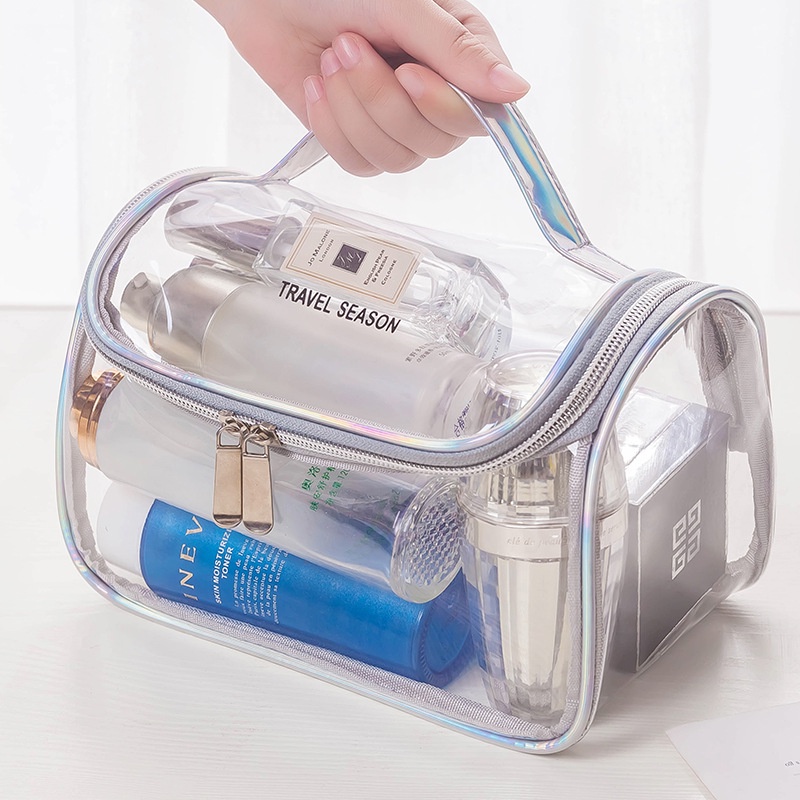 Kosmetik Cube Transparan Clear PVC Toiletries Wash Bag Tas Travel Kosmetik Transparan Bening