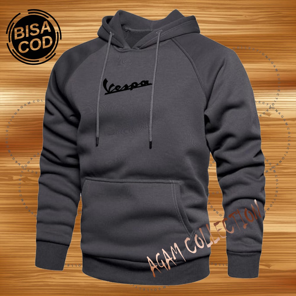 Agam collection Sweater Hoodie Distro Vespa Premium Text Hitam Pria Wanita