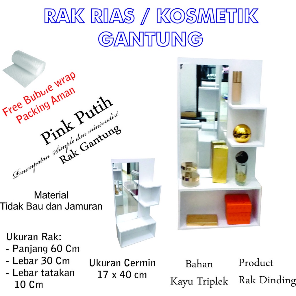 Rak Meja Rias Mini Gantung 60x30 Cm Putih
