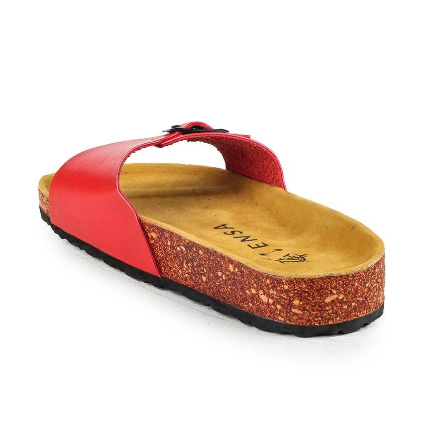 HESTIA RED | FORIND x Zensa | Sendal Jepit Tali Kulit Simpel Kayu Wanita/Women - Sandal Footwear