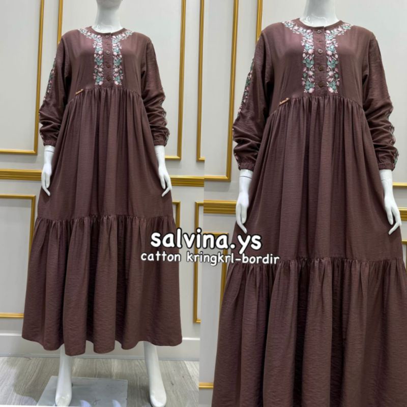 Gamis Salvina kringkel bordir