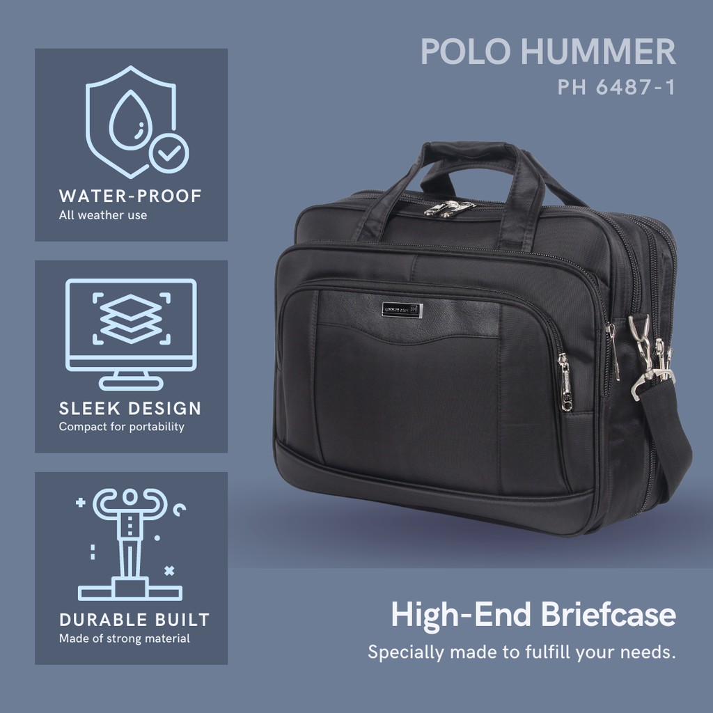 Briefcase Tas Kerja Kantor Kuliah - Tas Laptop bisa Expanding POLO HUMMER