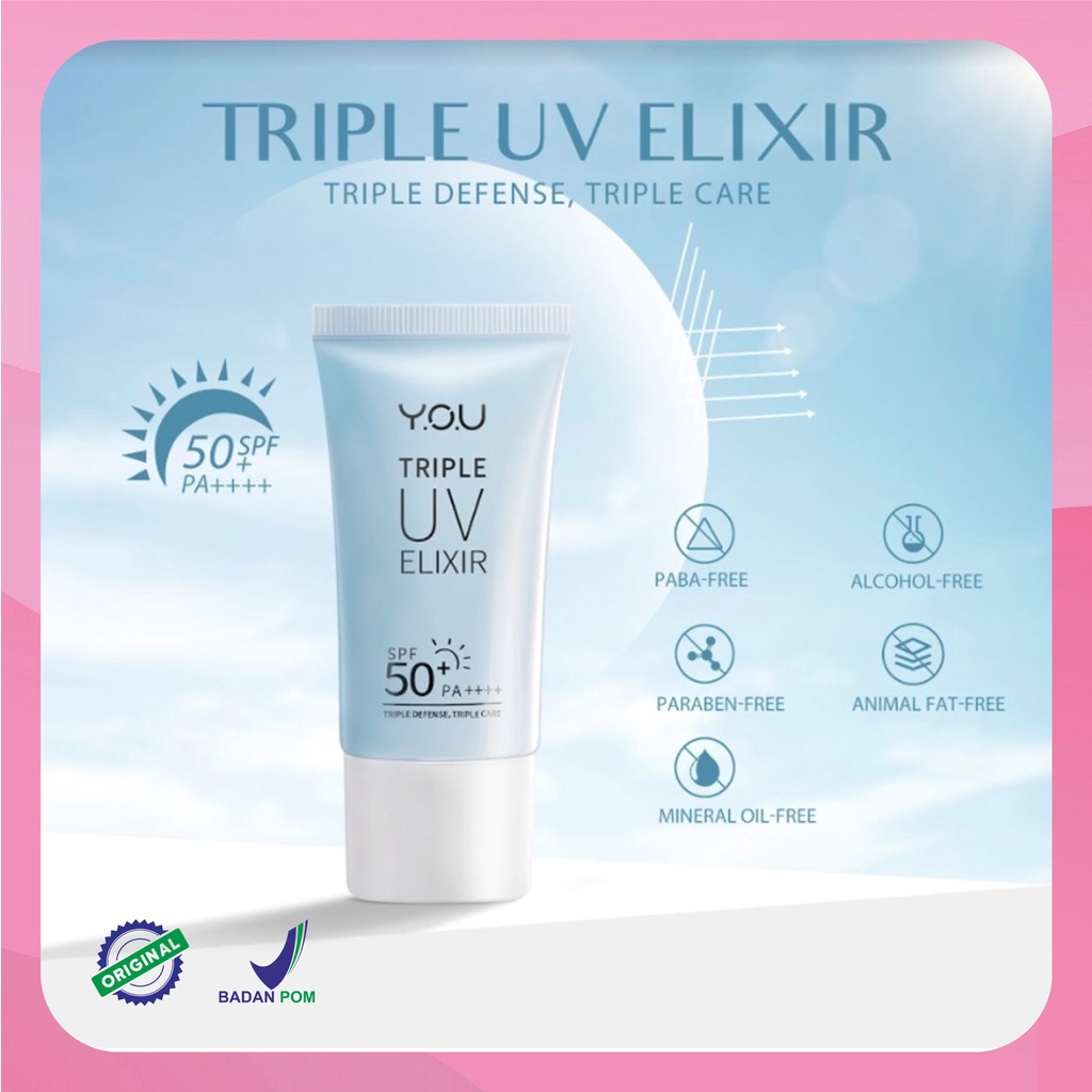 YOU Triple UV Elixir Sunscreen Gel SPF 50+ PA++++ [UBA UVB Blue Light Protection