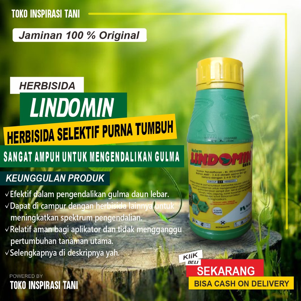 Herbisida Lindomin Selektif Pembasmi Rumput 400 ml/Obat Pengendali Gulma 400 ml/Obat Rumput Lindomin