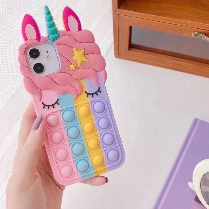 Dijamin Miring harga.. Case Pop it Infinix Smart 5 Smart 6 3D Karakter Unicorn Kuda Poni Casing Sili