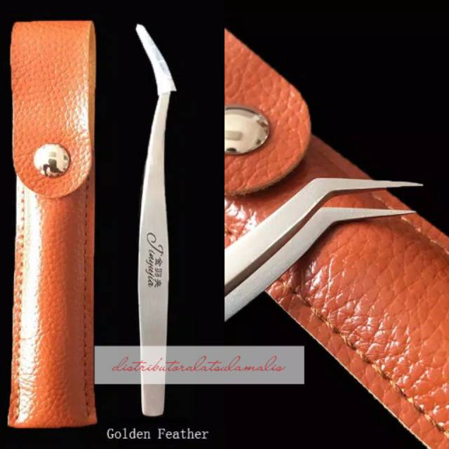 Pinset tweezers with pouch for russian volume eyelash extension