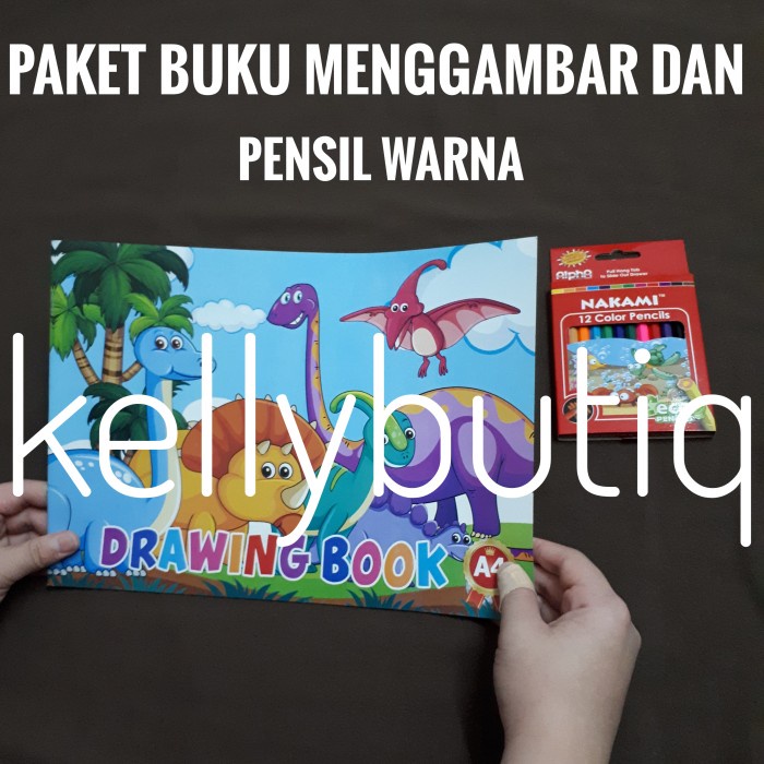

Sale Paket Buku Gambar Blank Drawing Book Motif Dinosaurus Set Pensil Warna Hemat