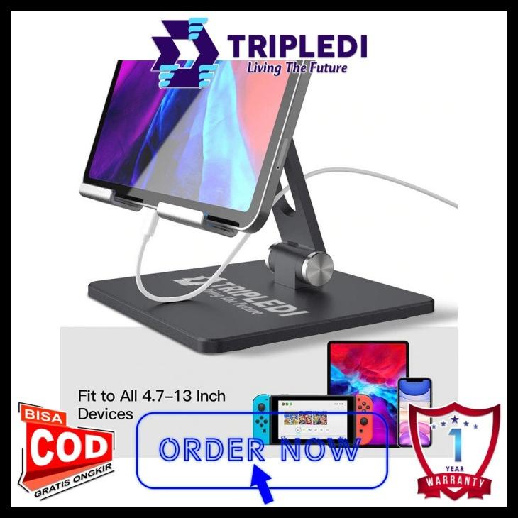 Tripledi Holder Stand Aluminium Desktop Pos Meja Kasir Hp Tablet Ipad