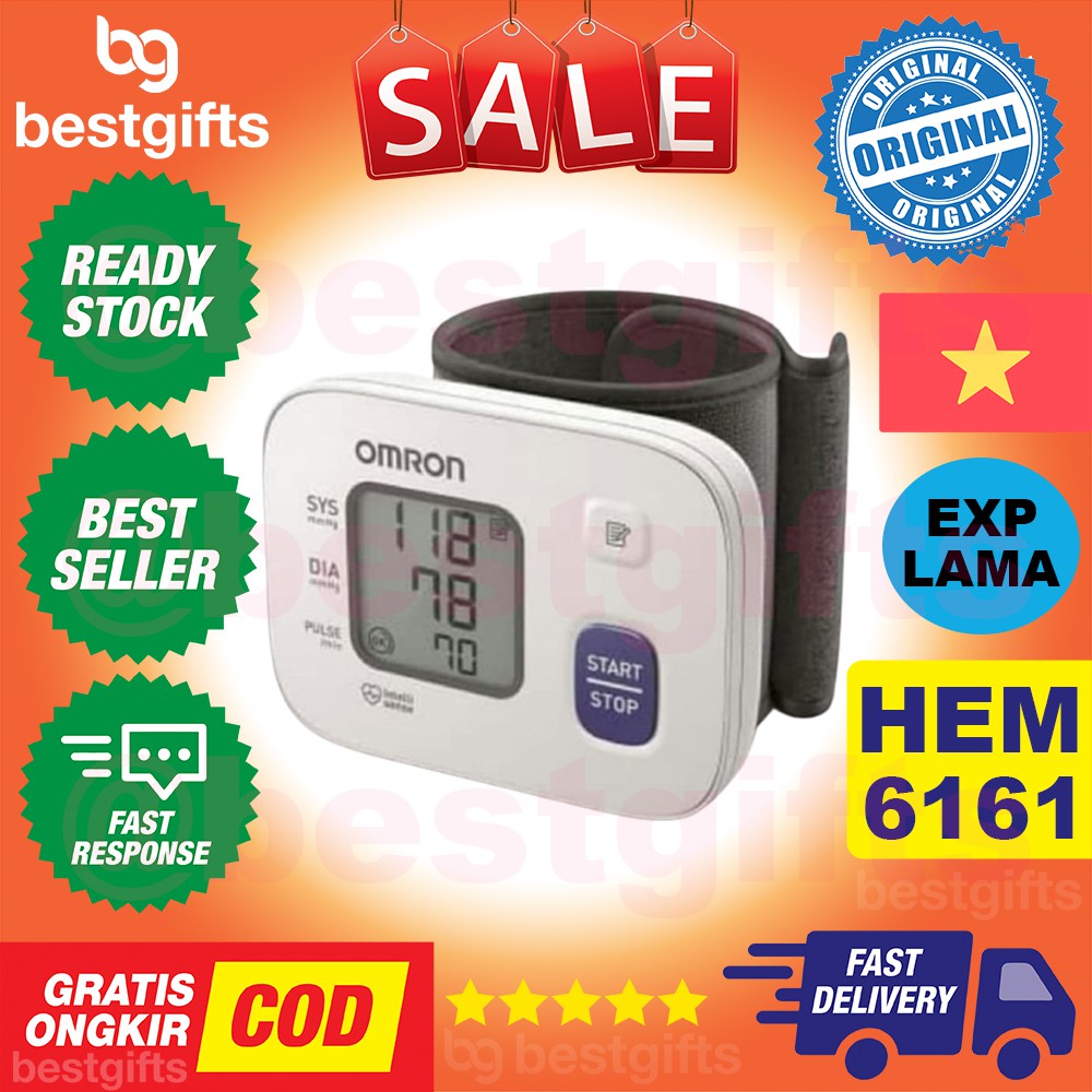 OMRON AUTOMATIC WRIST BLOOD PRESSURE MONITOR ALAT TENSIMETER PERGELANGAN TANGAN TENSI METER HEM 6161