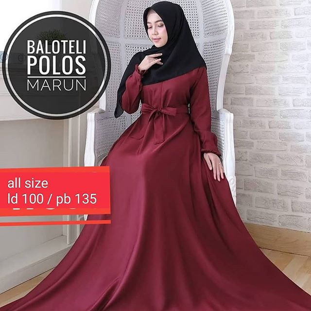 GAMIS BALOTELLI POLOS BUSUI LENGAN REMPEL / Gamis Muslimah murah / Dress Rempel