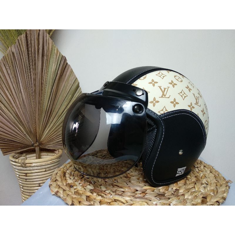 helm bogo wanita helm bogo kulit dewasa helm motor wanita helm kulit motif Lv