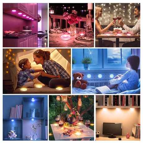 Lampu malam mengubah warna lampu kecil nirkabel LED remote control baterai lampu berperekat-1