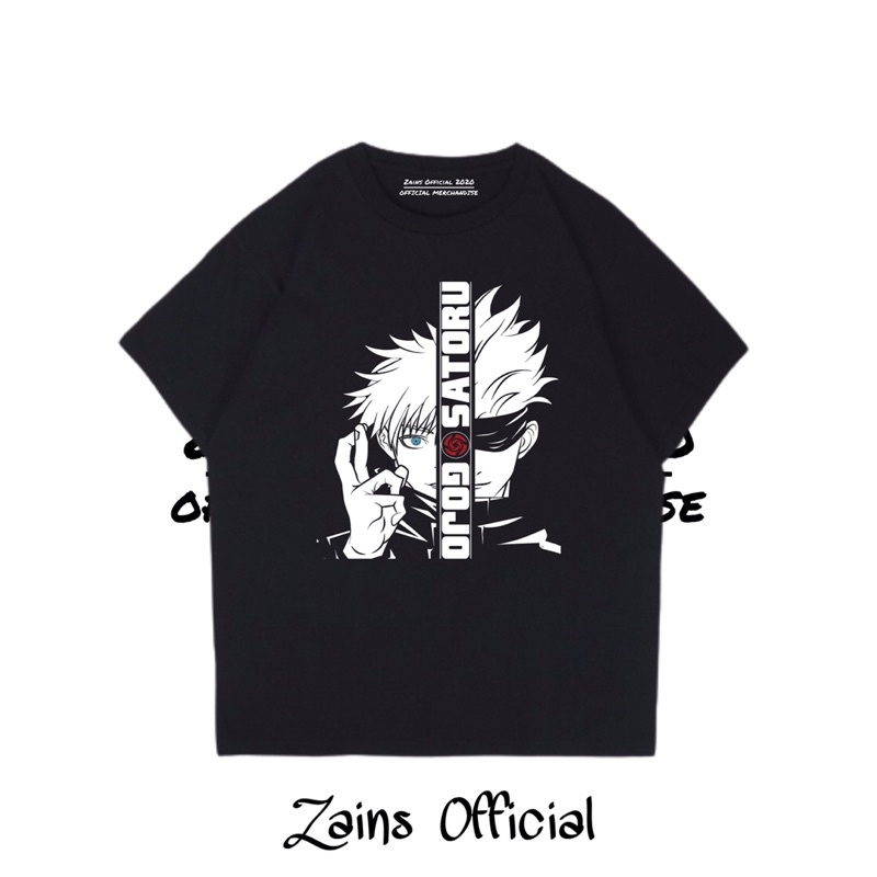 KAOS T-SHIRT SATORU GOJO INUMAKI - Baju Anime Wibu Vibu / HITAM / DEWASA / PRIA / ROCK / WANITA / MU