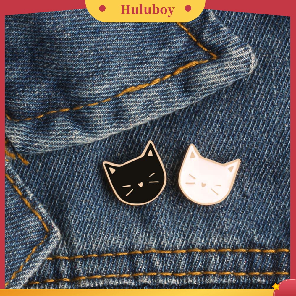 2pcs / Set Bros Pin Lencana Bentuk Kartun Hewan Kucing Untuk Unisex