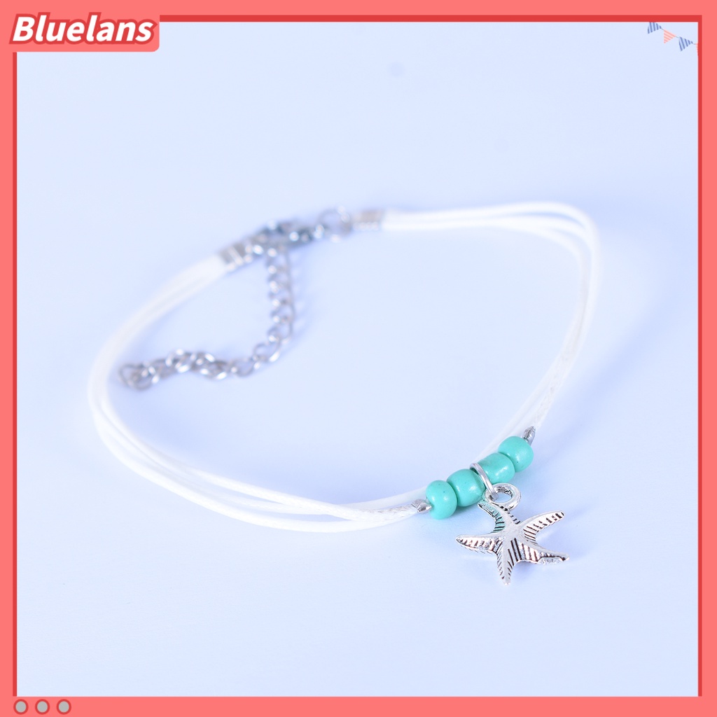 Bluelans Boho Multi-layer Sea Star Pendant Beads Adjustable Anklet Women Jewelry Bracelet