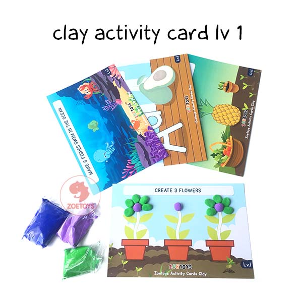 Zoetoys Ultra Light Clay Activity | Lilin Cetak Tanah Liat Modelling Soft Clay | Card Mainan Edukasi Anak-Clay Card Lv 1