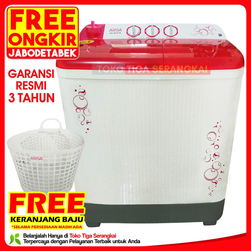 Arisa Mesin Cuci 2 Tabung 8 Kg AW-8875 (Free Ongkir Jabodetabek)