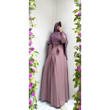 GAMIS SYARI SET TRIKA Khimar Itycrepe trika kancing rempel berkah collection