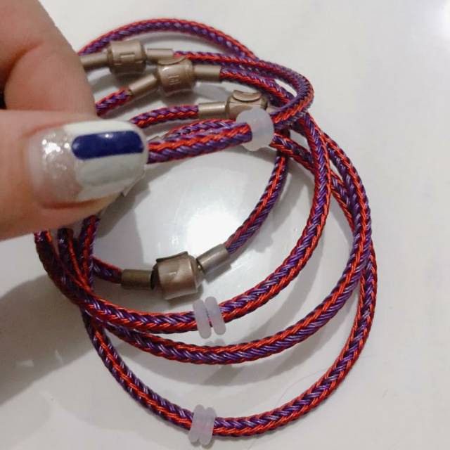 Gelang kawat (Wire Rope)/ Gelang tali/ titanium/ Stainless (Wine Red)