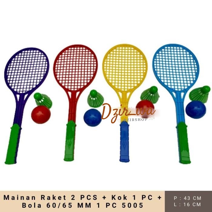 Aneka Rupa MAINAN RAKET 2PCS+KOK 1PC+BOLA 60/65MM 1PC 5005 SET BULU TANGKIS BULUTANGKIS