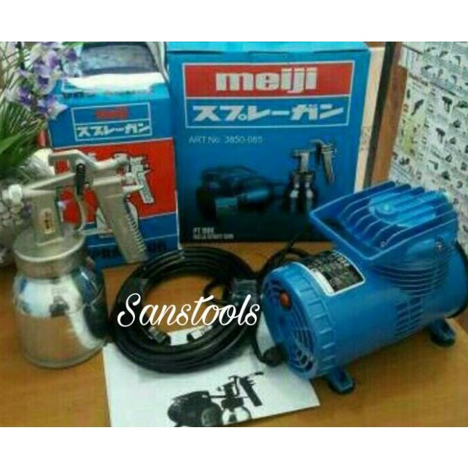 mini compressor MEIJI set PT888 + spray gun cat spraygun portable Termurah