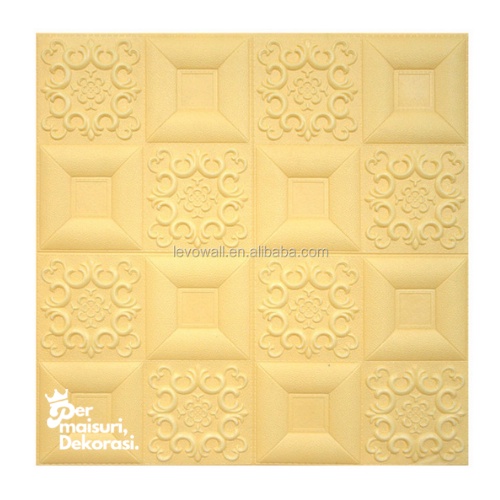 [COD] Wallpaper Dinding Stiker Wallfoam 3D Sticker Dekorasi Kamar Rumah Murah [Seri C] Batik-Kuning