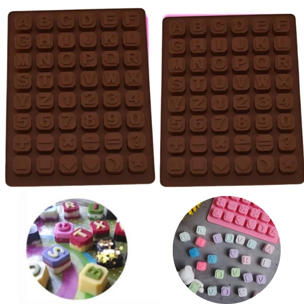 Cetakan Coklat Huruf Angka Simbol 48 Grid Silicone Baking Molds Cetakan Coklat Jelly Pudding Es Batu Huruf Angka 48 Grid Silicone TERMURAH TERLARIS