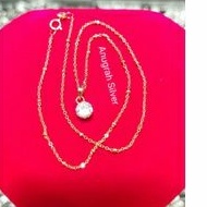 (COD)Kalung anak Jedar+liontin desy perak asli 925 warna Rose gold kilau/Silver lapisan emas kuning.